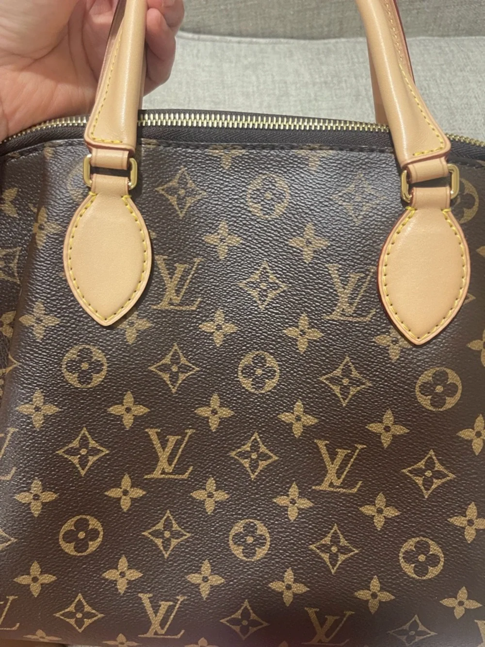 Louis Vuitton Brown Monogram Canvas Satchel with Natural Leather Handles - Picture 3 of 12